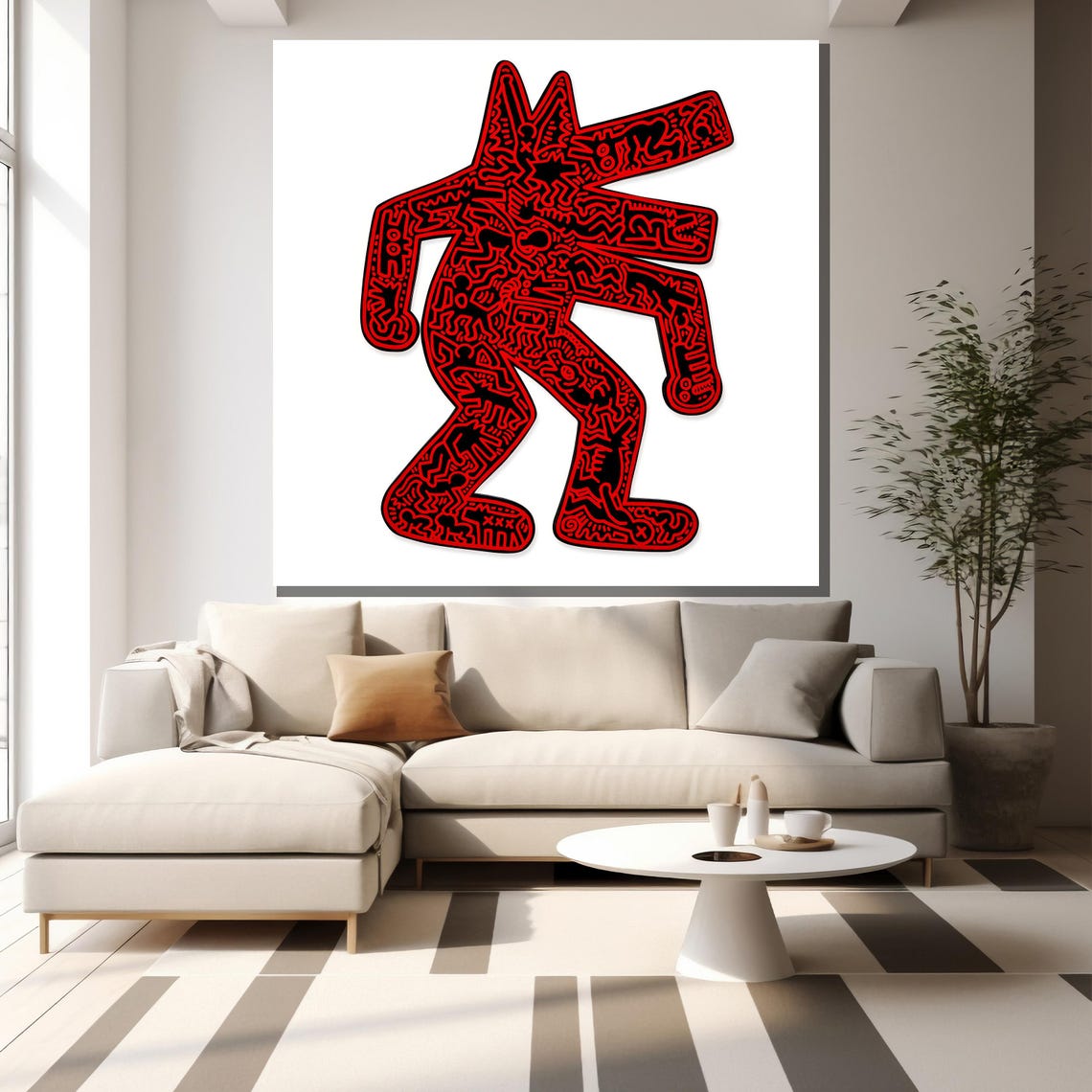 Bold Red And Black Abstract Dog Pop Art Modern Wall Art For Home Decor Or Unique Gift - Image 2