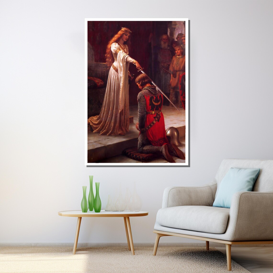 Edmund Blair Leighton The Accolade Medieval Knight Classic Print - Image 3