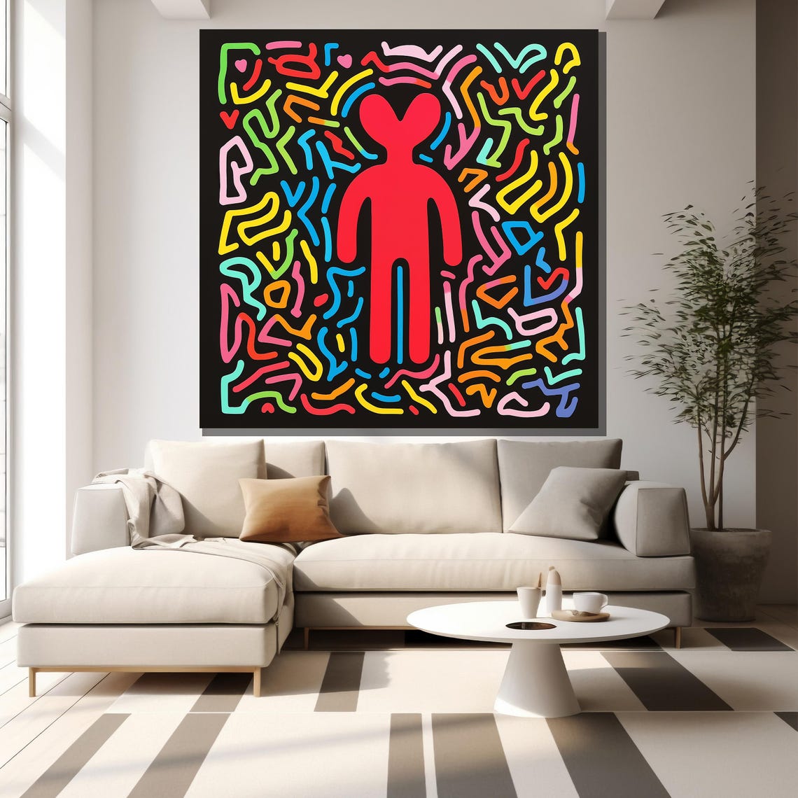 Colorful Abstract Heart Painting Modern Pop Art Inspired Wall Decor Bold And Vibrant Artwork Unique Gift Idea - Image 2