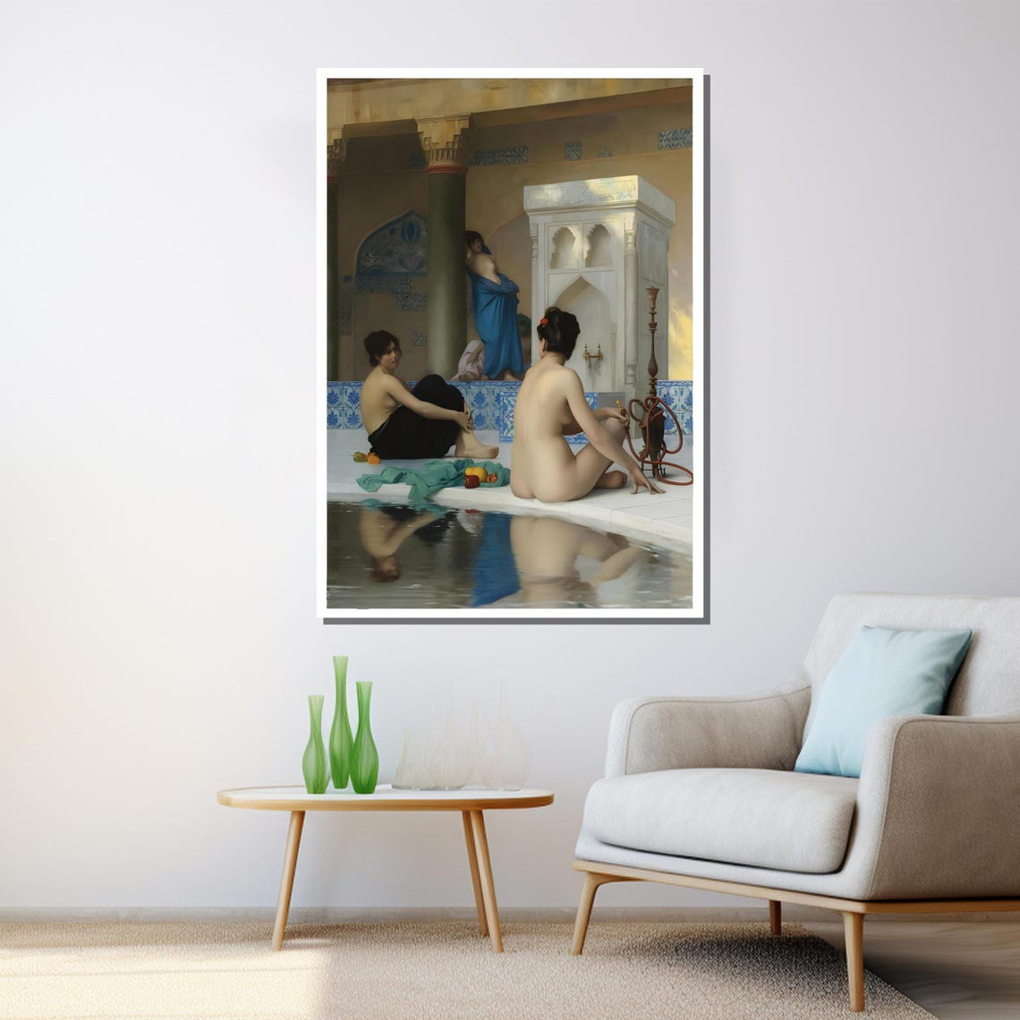 Jean Leon Gerome The Bath Marble Pool Hookah Moorish Women Poster - Image 3