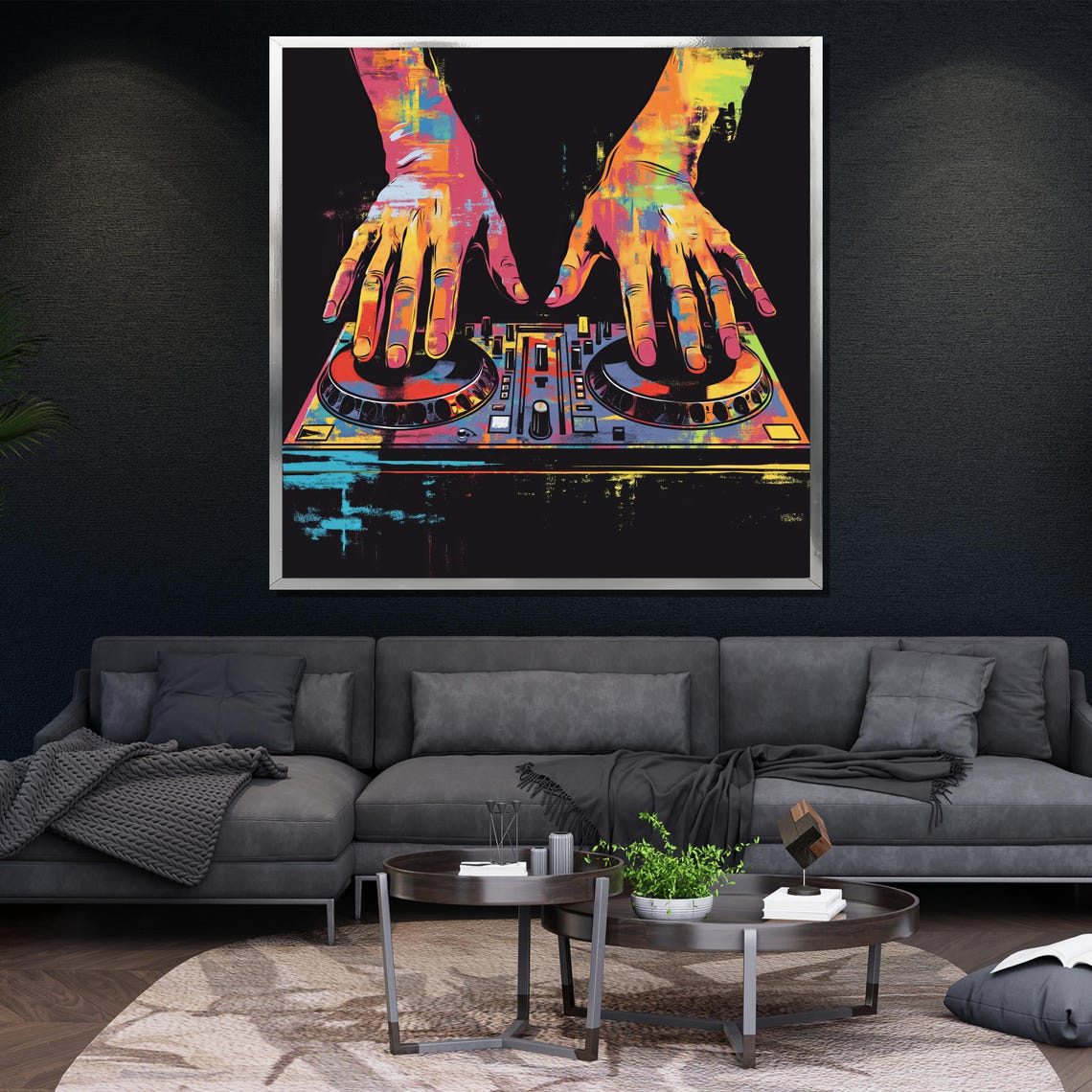 Colorful Dj Hands Painting Music Mixer Wall Art Vibrant Textured Oil Painting For Living Room Gift For Music Enthusiasts - Image 4