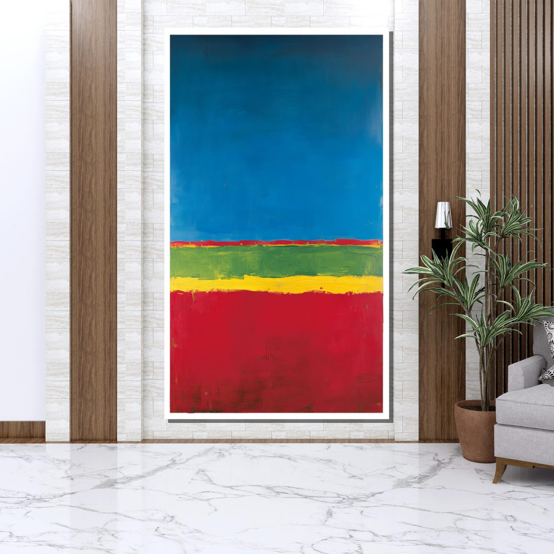 Mark Rothko Bright Blue Green Yellow Red Rainbow Color Field Print - Image 3