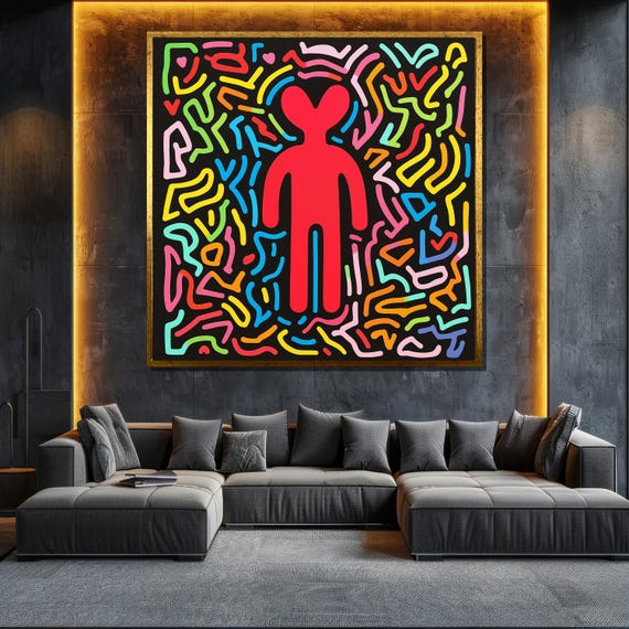 Colorful Abstract Heart Painting Modern Pop Art Inspired Wall Decor Bold And Vibrant Artwork Unique Gift Idea