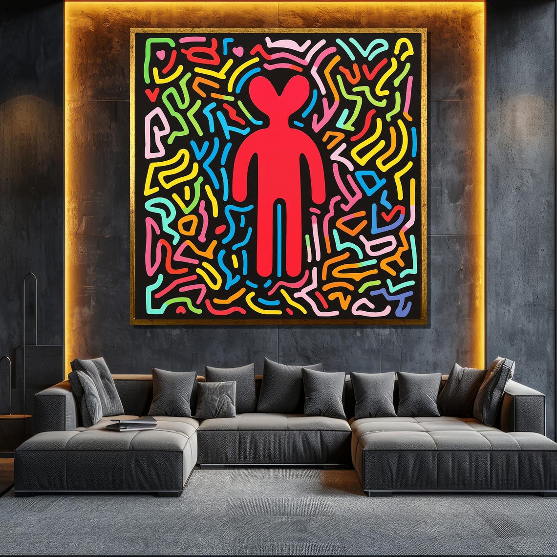Colorful Abstract Heart Painting Modern Pop Art Inspired Wall Decor Bold And Vibrant Artwork Unique Gift Idea