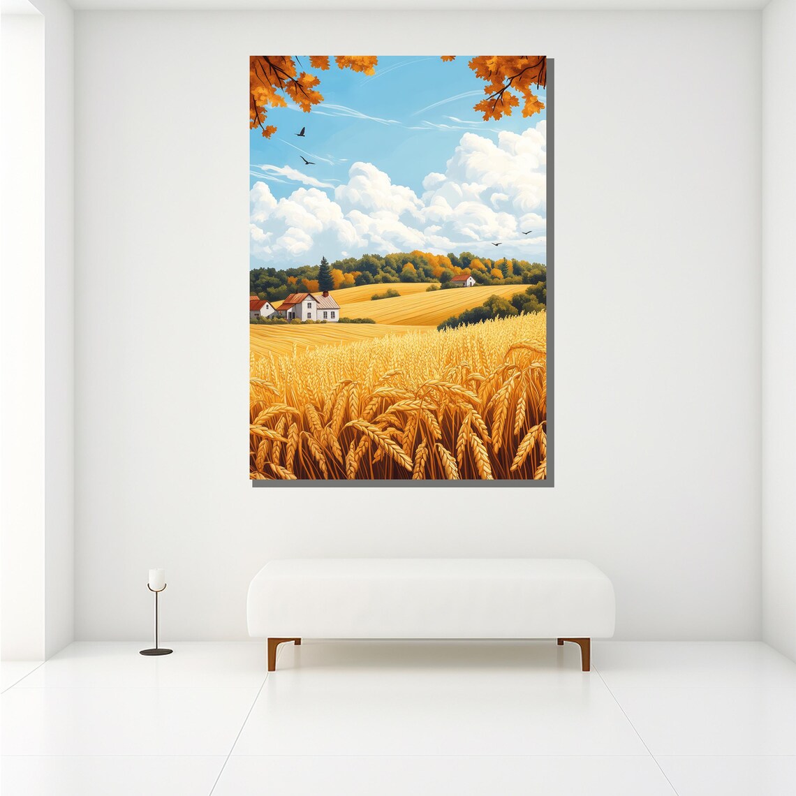 Golden Wheat Field Farmhouse Rolling Hills Harvest Country Poster - Image 2