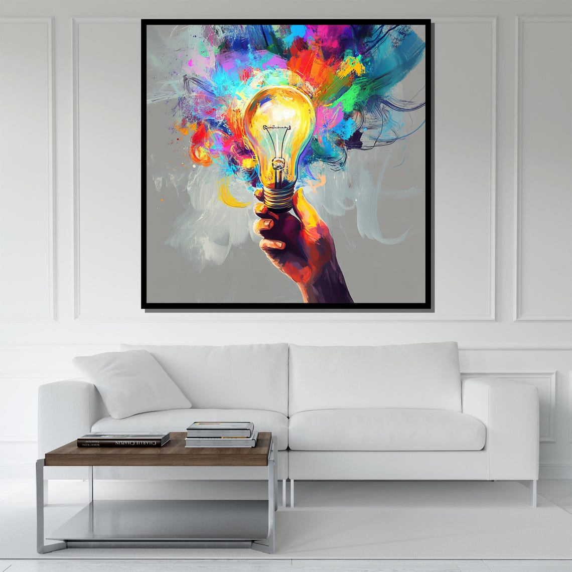 Creative Light Bulb Abstract Painting Colorful Modern Wall Art Unique Gift For Living Room Bold Home Decor - Image 5