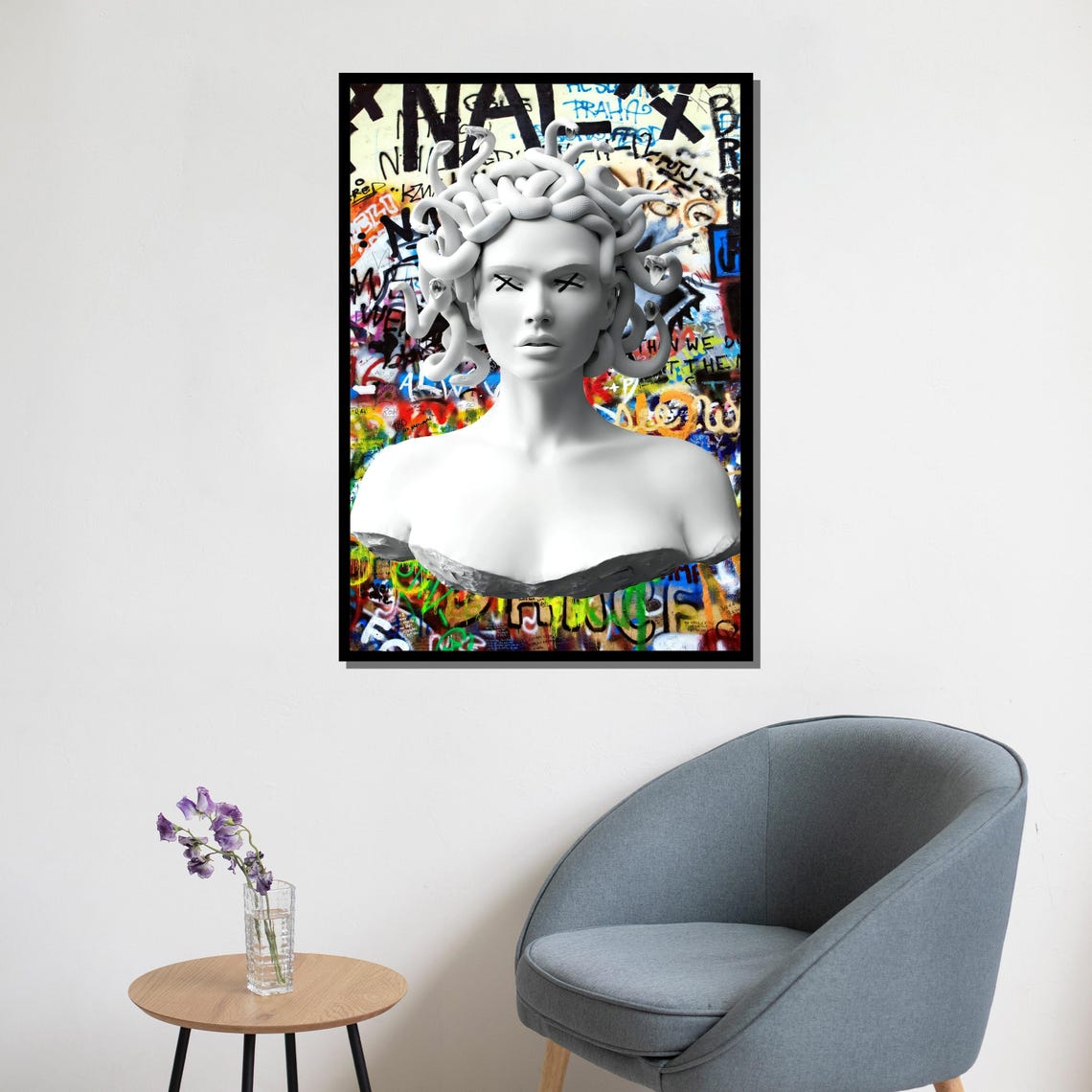 Graffiti Medusa Painting Bold Mythology Inspired Wall Art Modern Colorful Decor Unique Artwork Gift - Image 5