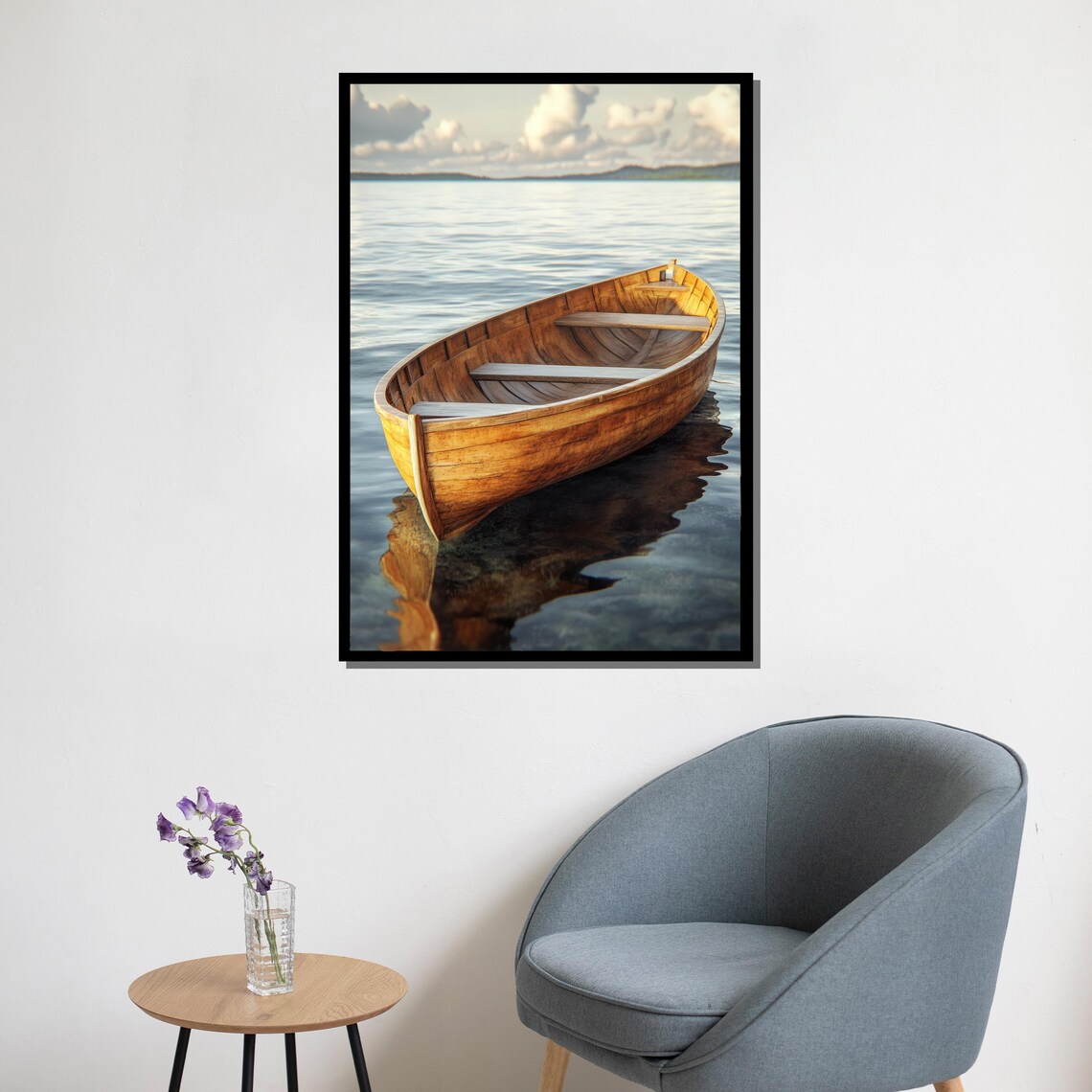 Rustic Wooden Boat Painting Nautical Wall Art For Home Decor Lakehouse Gift - Image 5