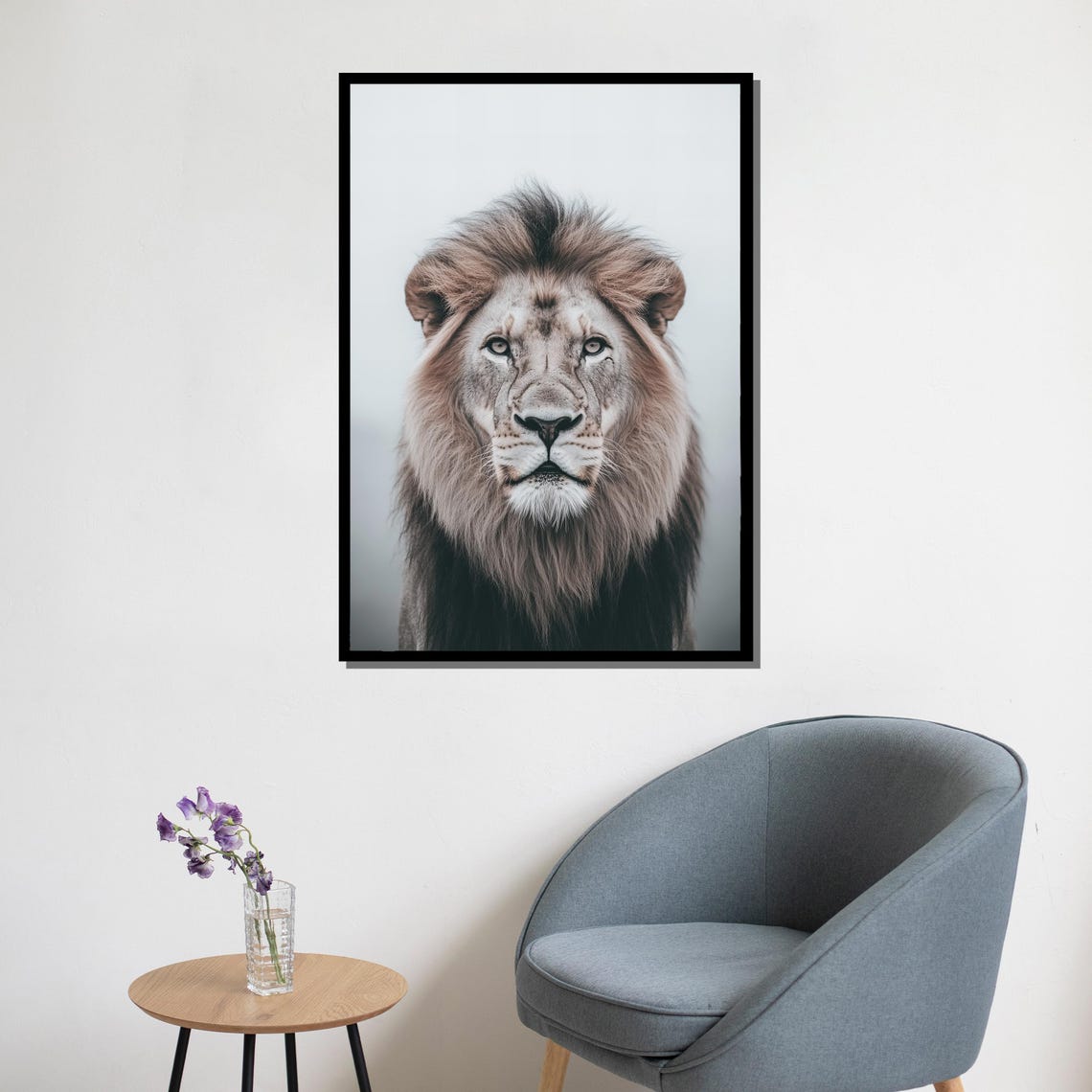 Majestic Lion Head Study Soft Light Elegant Wildlife Art Poster - Image 5