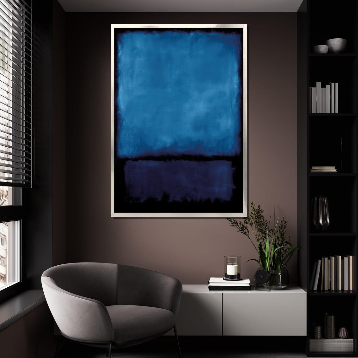 Mark Rothko Style Midnight Blue Layers Fading To Black Art Poster - Image 4