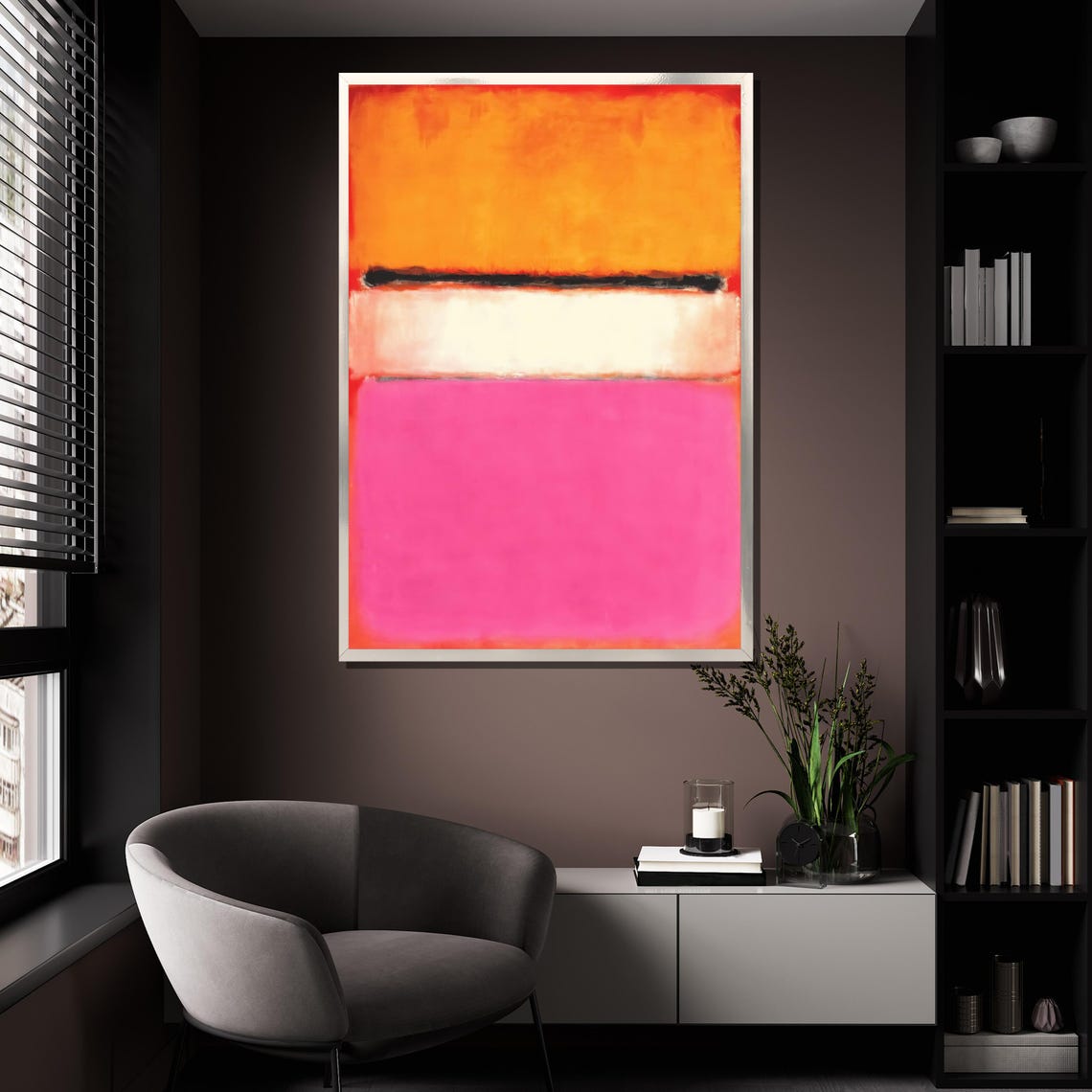 Mark Rothko Style Orange White And Pink Stacked Bands Art Poster - Image 4