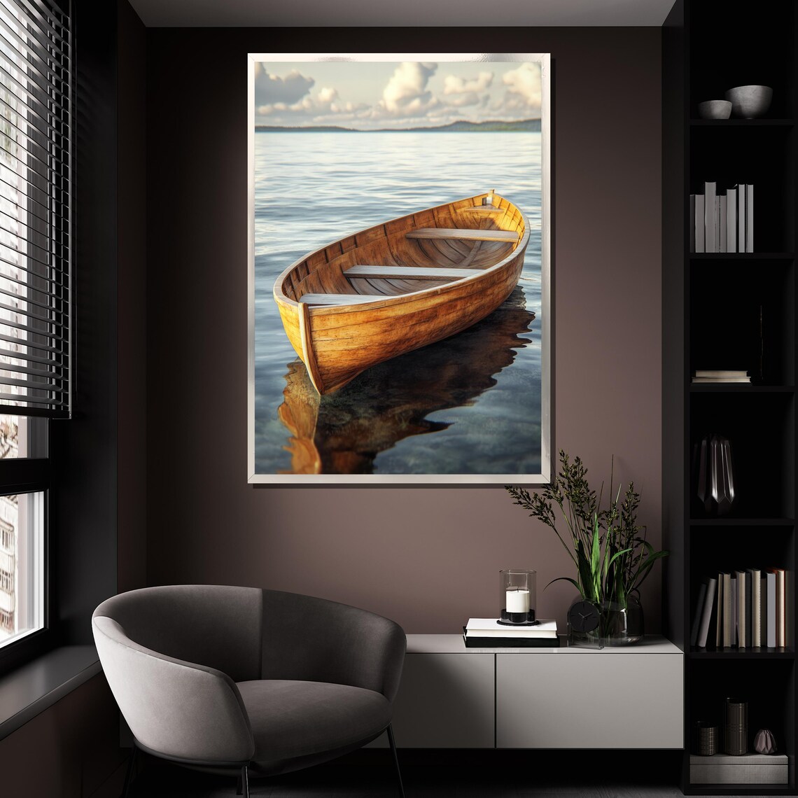 Rustic Wooden Boat Painting Nautical Wall Art For Home Decor Lakehouse Gift - Image 4