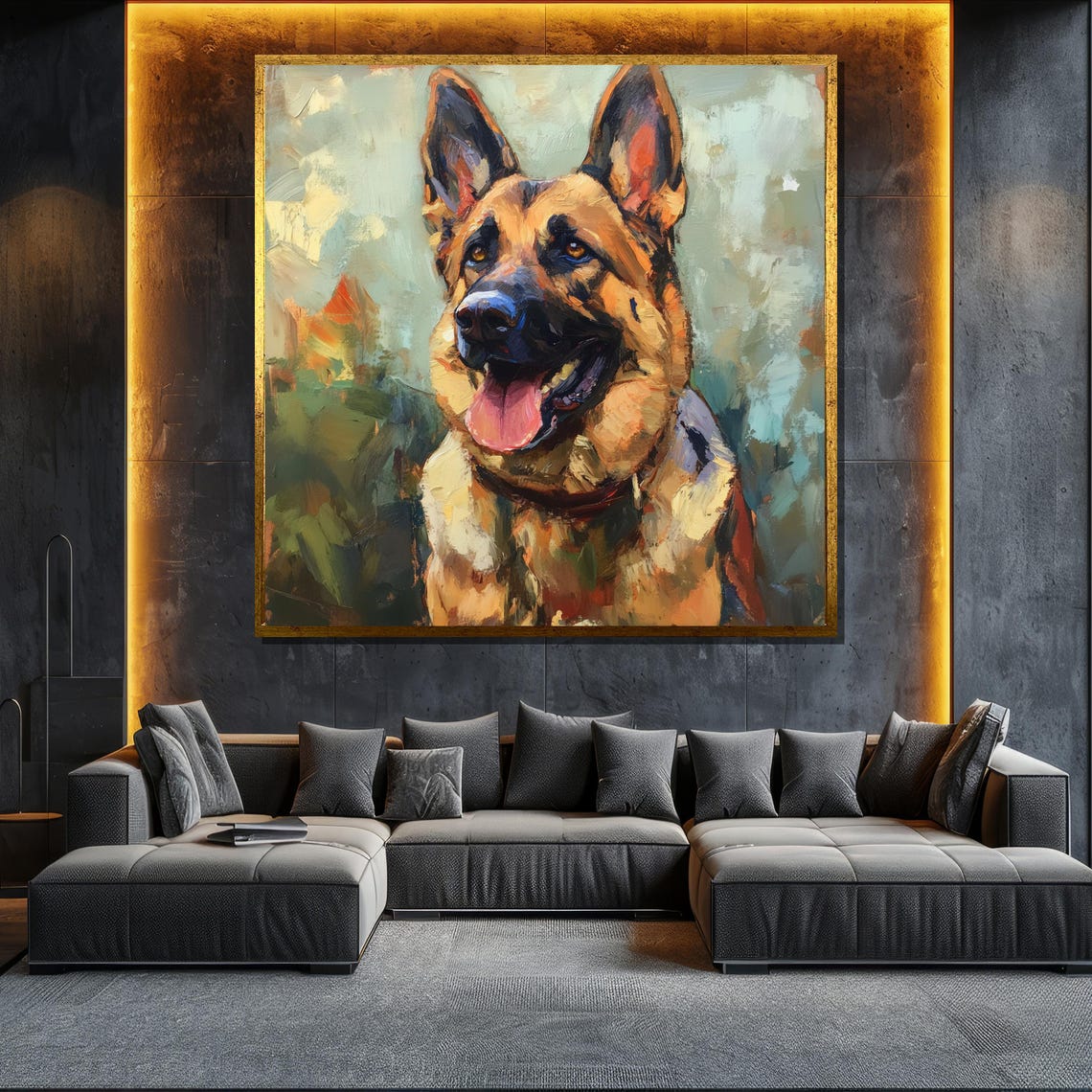 German Shepherd Painting Unique Dog Lover Gift Modern Home Decor Bold Wall Art