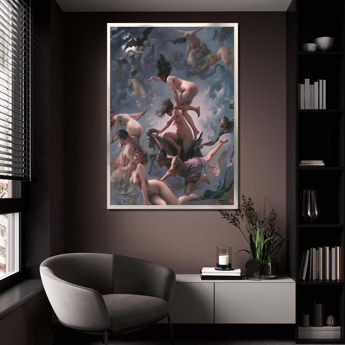 Luis Ricardo Falero Witches Sabbath Flying Witches Night Sky Poster - Image 4