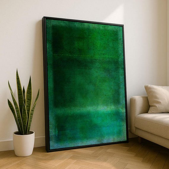 Bold Green Rothko Style Color Field Canvas Wall Art Print Modern Living Room Decor Statement Piece