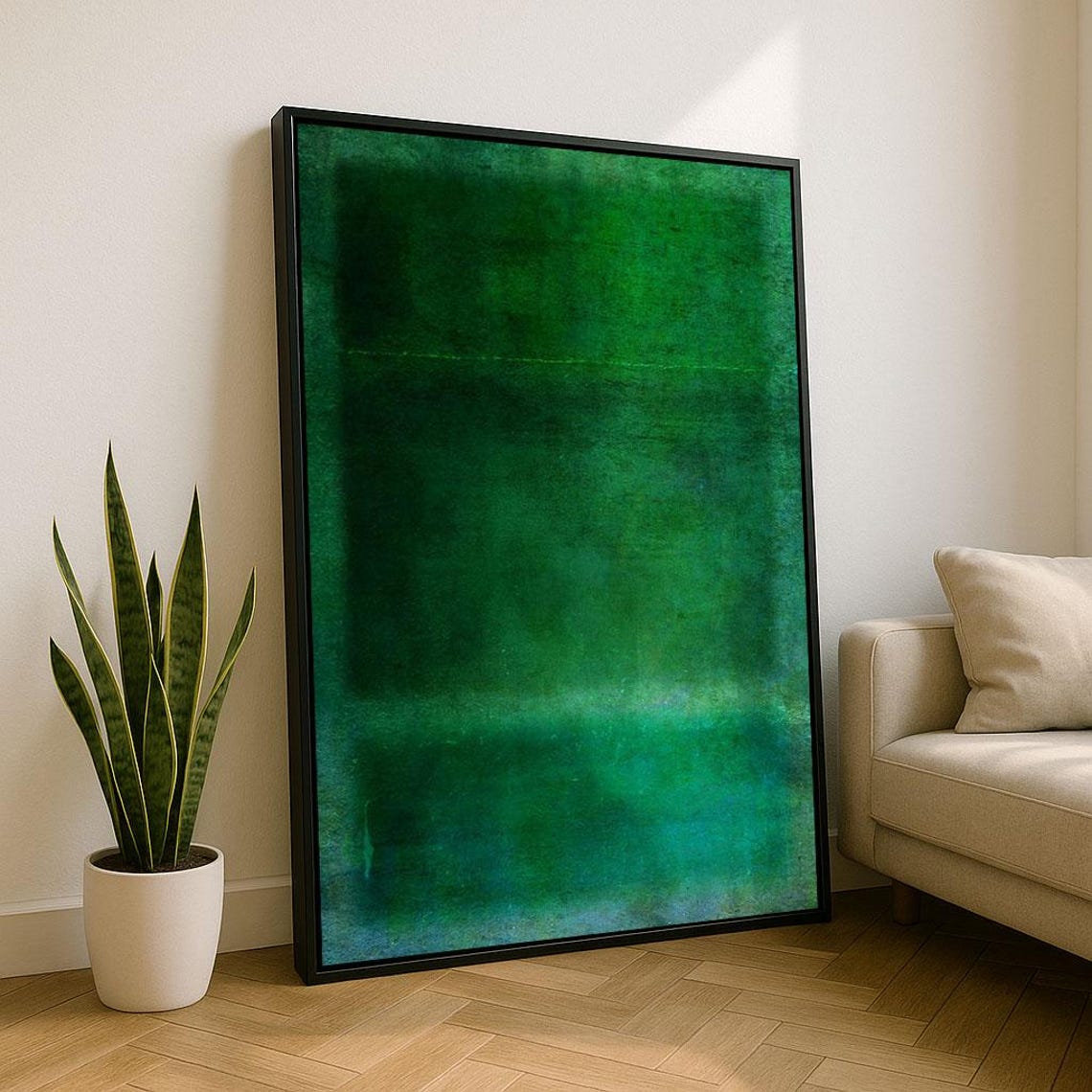 Bold Emerald Green Rothko Style Color Field Abstract Art Poster