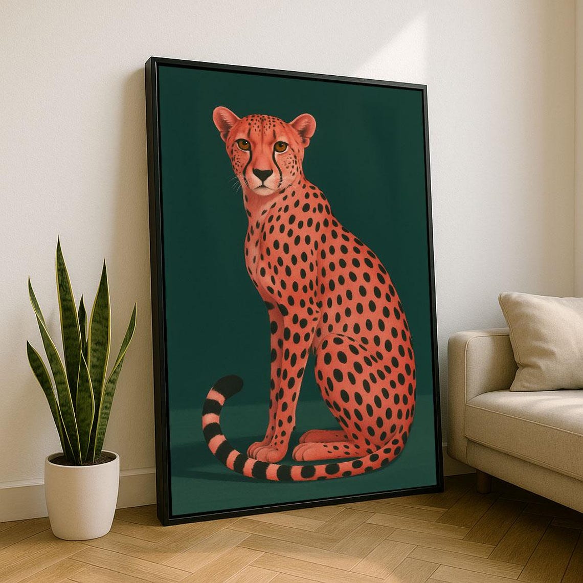 Elegant Cheetah Portrait Canvas Wall Art Print Modern Living Room Decor Statement Piece