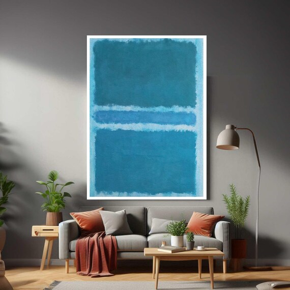 Blue Color Field Blocks Modern Abstract Minimalist Art Poster