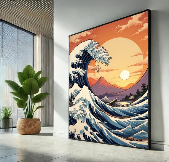 The Great Wave Off Kanagawa Canvas Print Hokusai Japanese Wall Art Modern Ocean Painting For Home Office Decor Classic Artwork