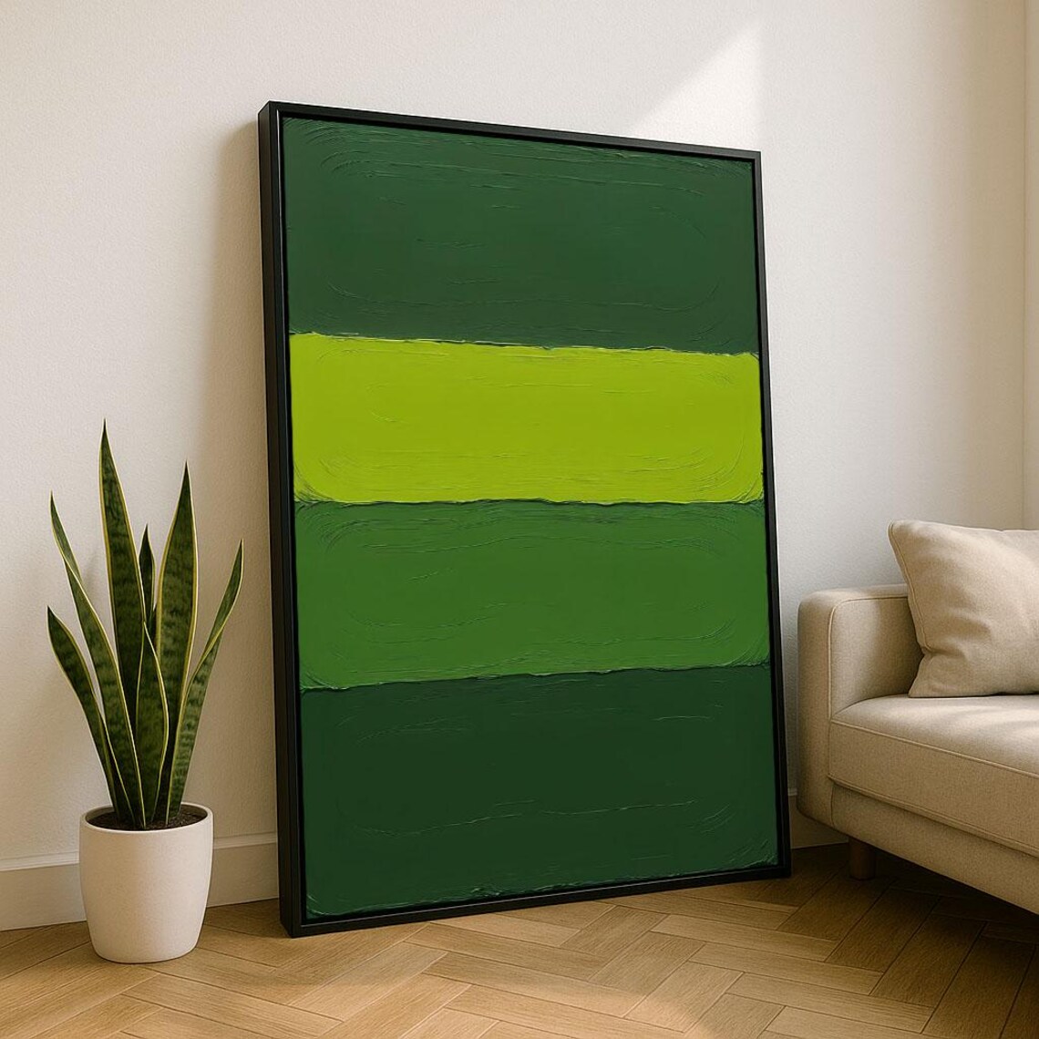 Modern Green Color Field Textured Abstract Minimalist Art Poster