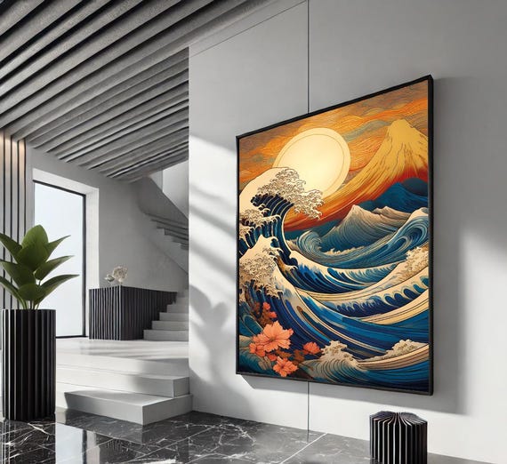 The Great Wave Off Kanagawa Canvas Print Hokusai Japanese Wall Art Modern Ocean Painting For Home Office Decor Classic Artwork