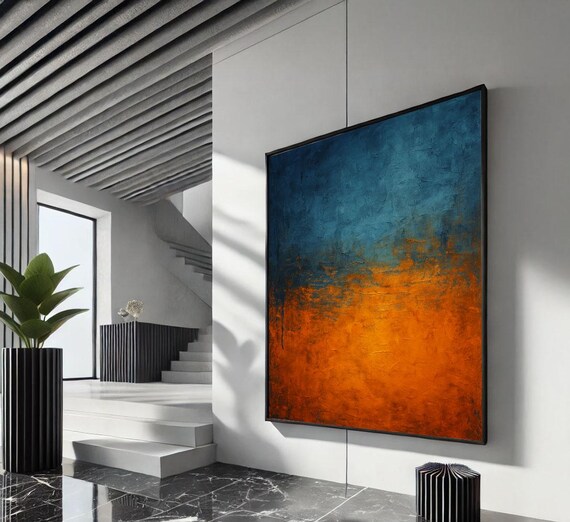 Blue And Orange Abstract Color Field Modern Art Painting Poster
