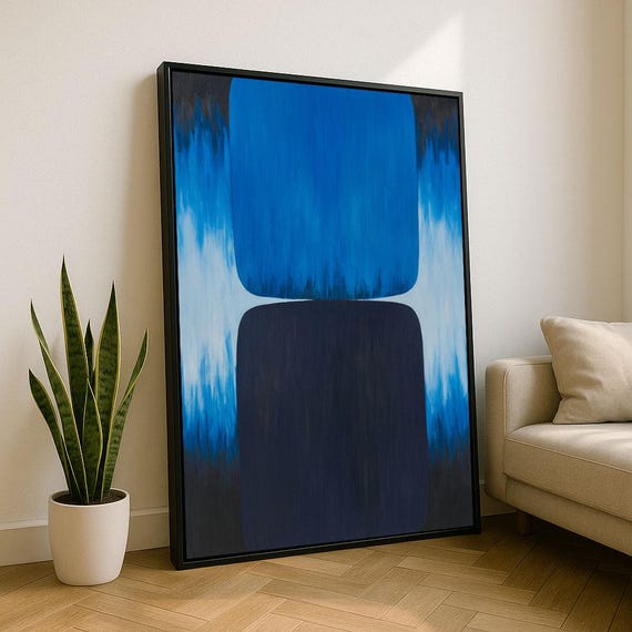 Bold Blue Rothko Style Color Field Canvas Wall Art Print Modern Living Room Decor Statement Piece