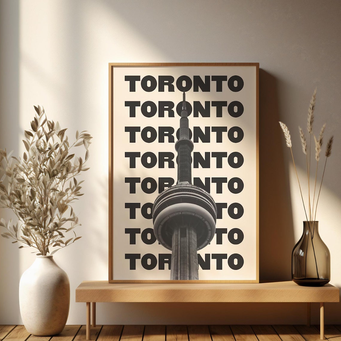 Toronto Bold Typography CN Tower Black and White Graphic Poster - Image 2