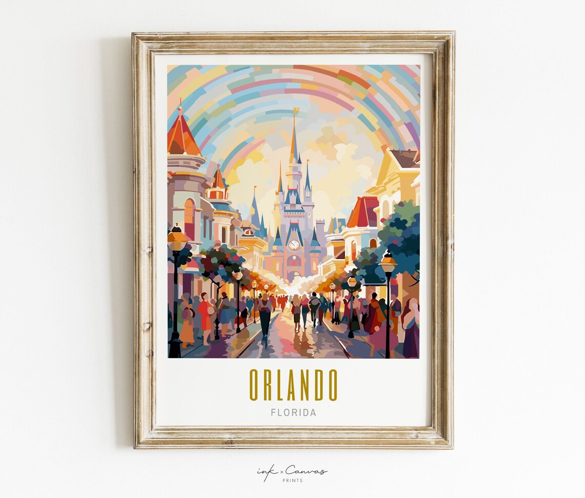 Orlando Retro Travel Poster, Florida City Print