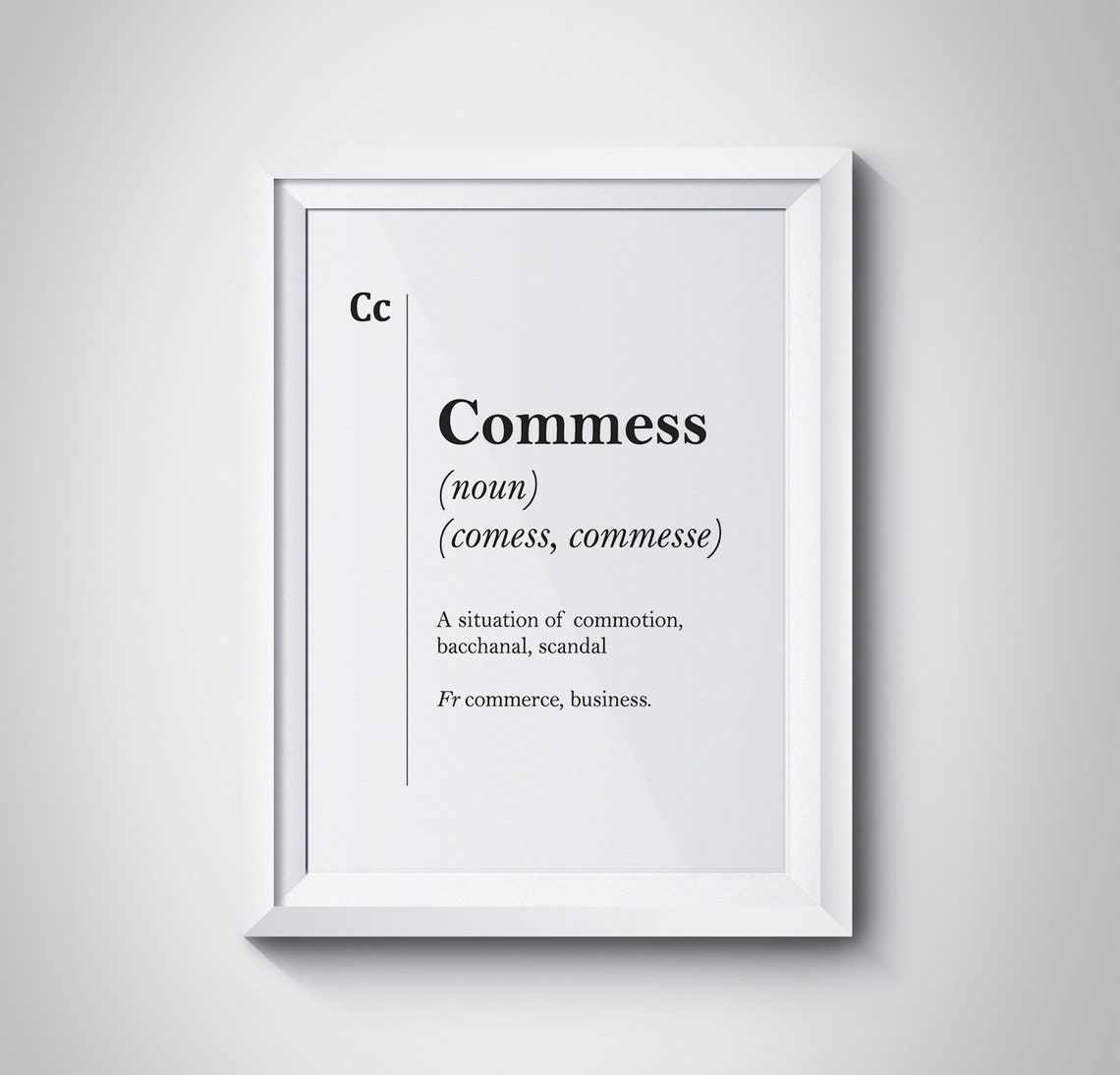 Commess Noun Dictionary Definition Vintage Word Art Wall Decor Poster