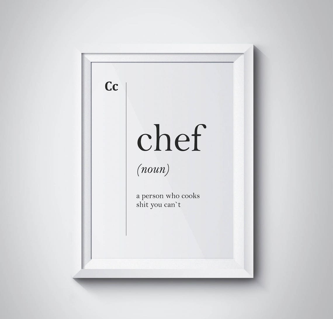 Chef Funny Definition Kitchen Decor Minimalist Dictionary Art Poster