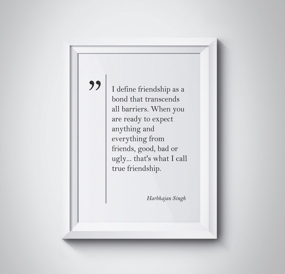 Harbhajan Singh True Friendship Quote Minimalist Typography Poster