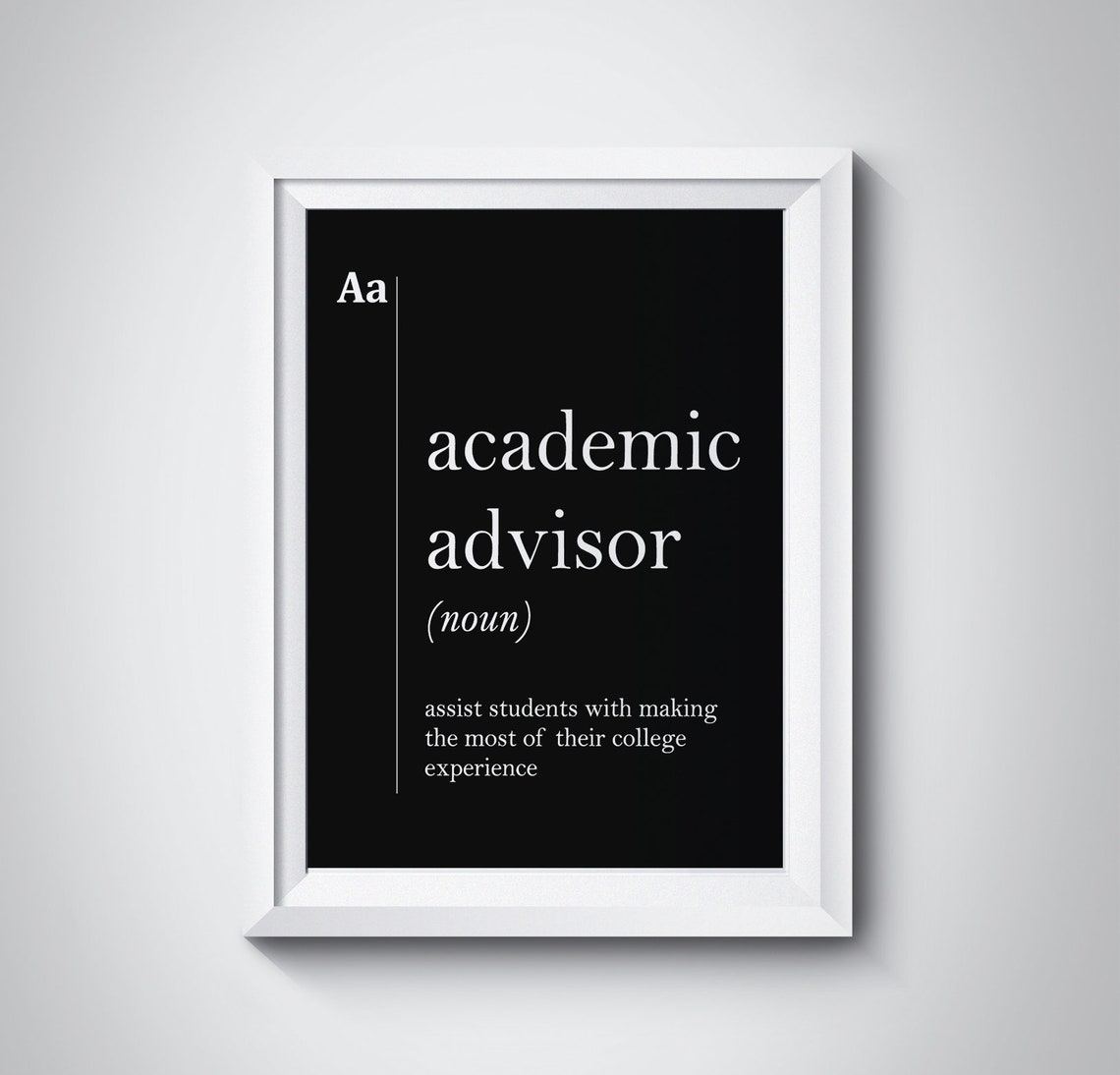 Academic Advisor Definition Quote Black Bold Typography Wall Art