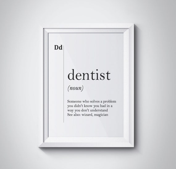 Dentist Definition Print Dental Office Orthodontist Dentist Office Decor Gift For Dentist Office Stomatology Gifts Professions Dental Gift