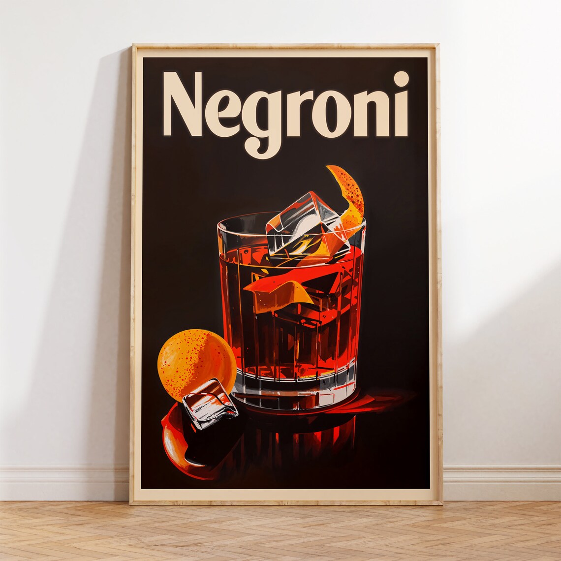 Negroni Retro Liquor Ad Style Print, Mid-Century Modern