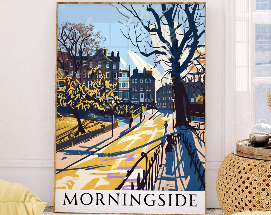 Morningside Edinburgh Sunny Autumn Street Scene Travel Poster - Image 2