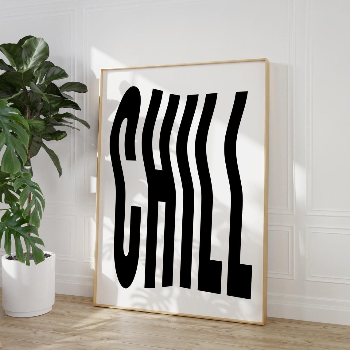Chill Wavy Distorted Black Typography Retro Quote Wall Decor Poster