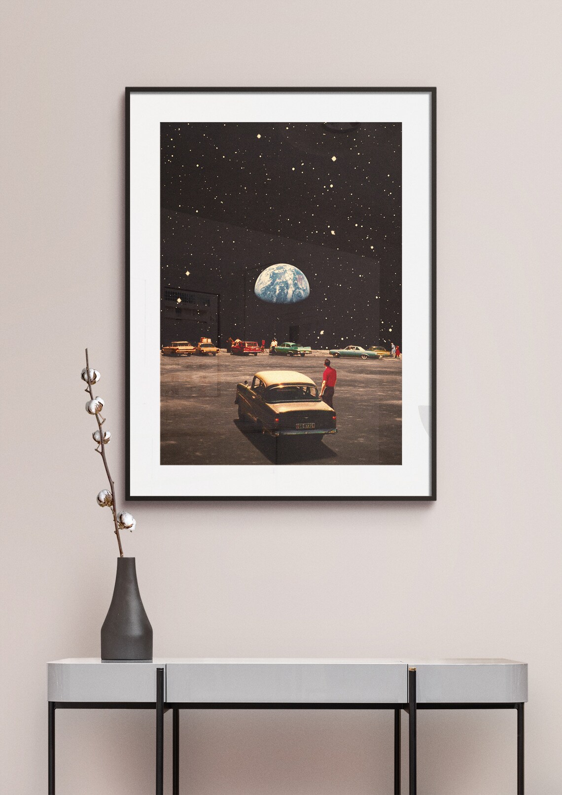 Missing Home Retro Futurism Space Collage Art Print - Image 3