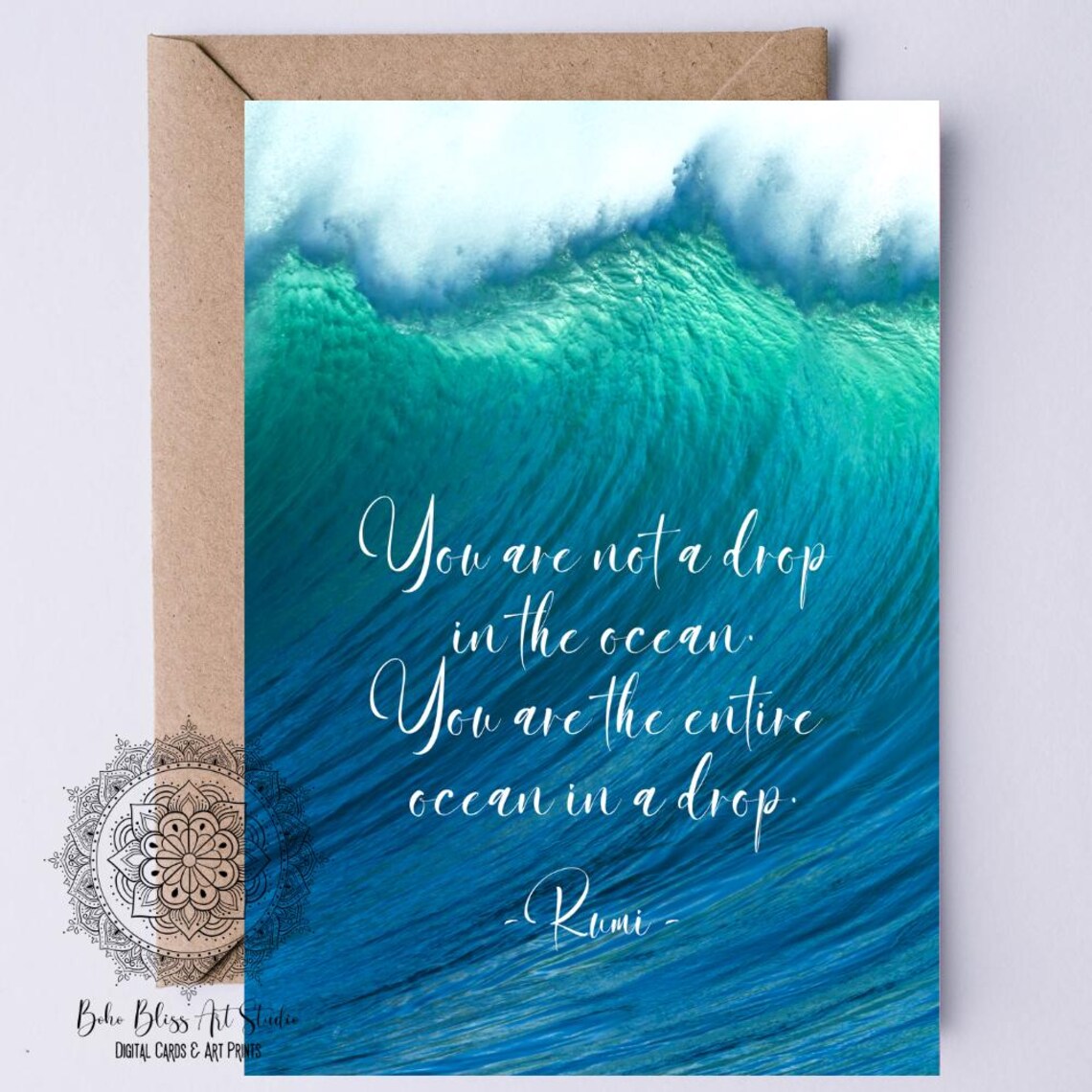 Rumi Quote About the Ocean, Inspirational Art Print