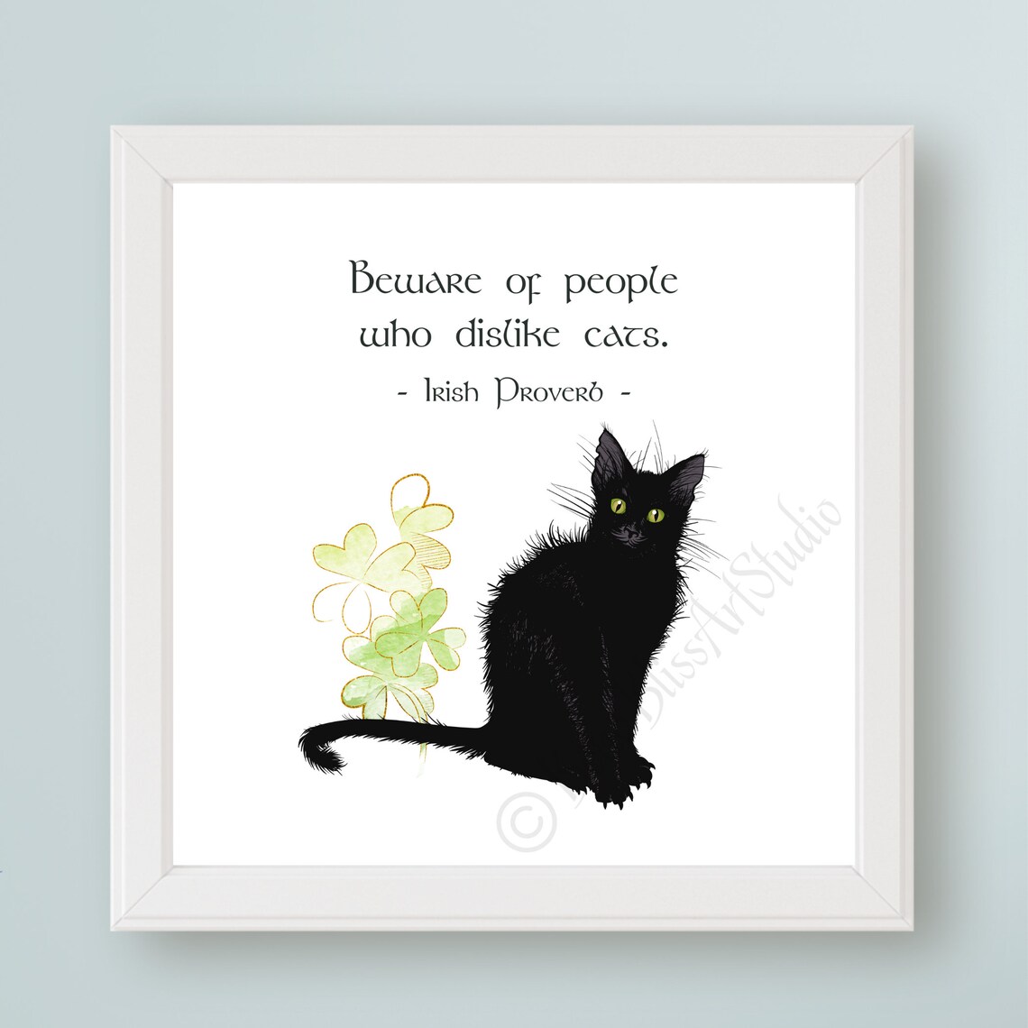 Irish Cat Lovers Art Print, Ireland Proverb Wall