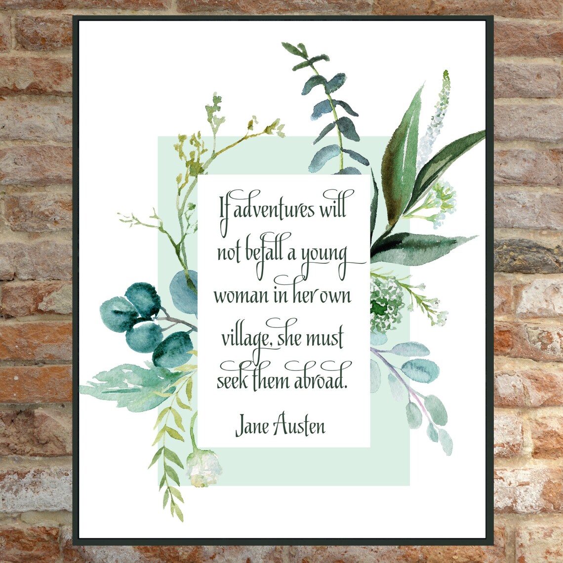 Jane Austen Quote Art, Literary Quote Poster Print