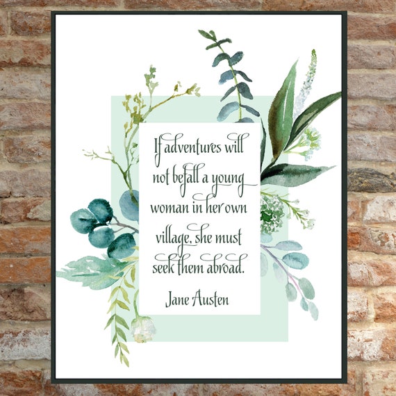 Jane Austen Quote Art, Literary Quote Poster Print