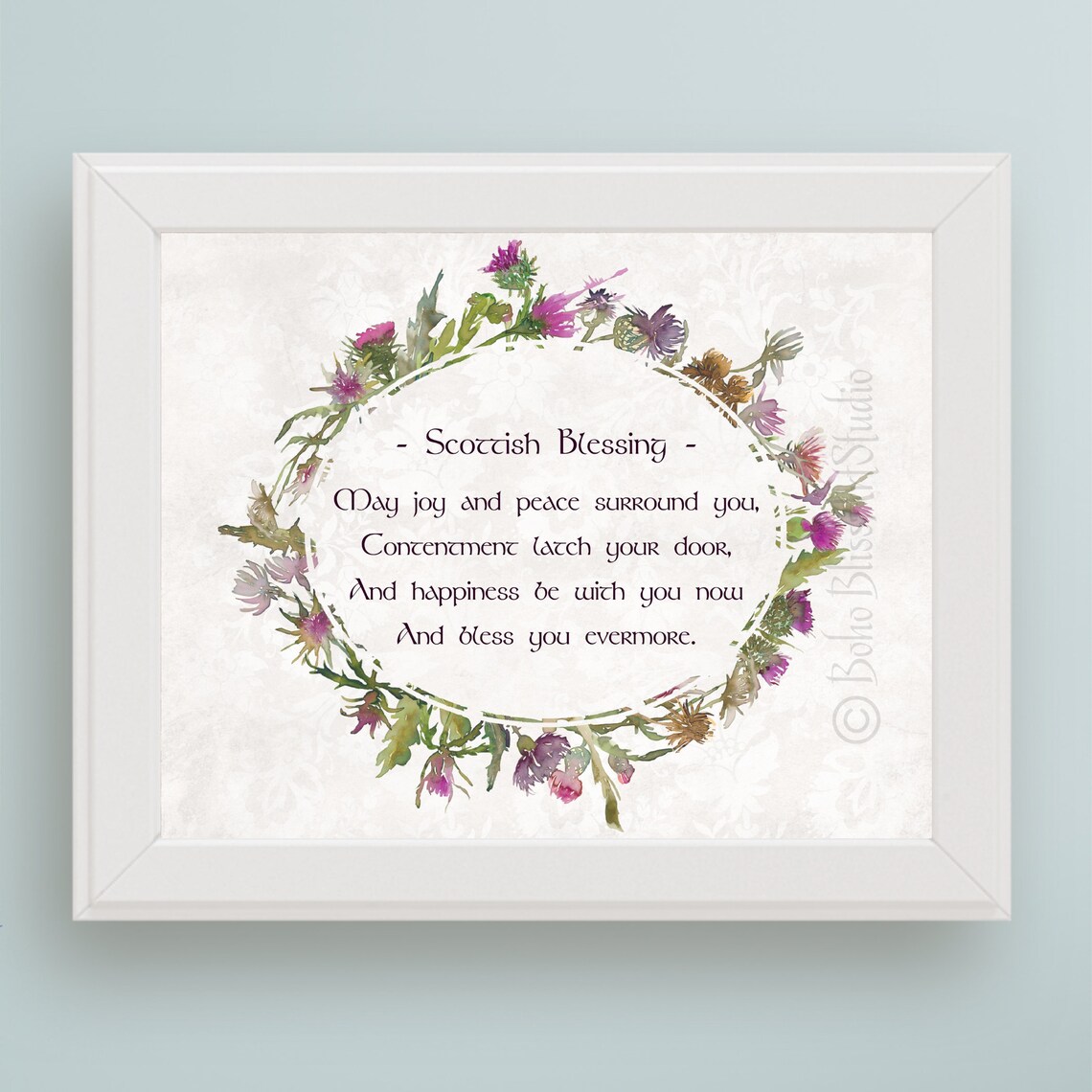 Scottish Blessing Thistle Art Print for Home and Weddings