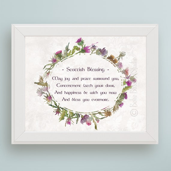 Scottish Blessing Thistle Art Print for Home and Weddings