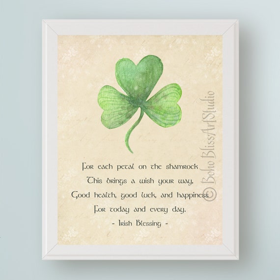 Irish Blessing Shamrock Ireland Art Print, Irish Wedding Gift