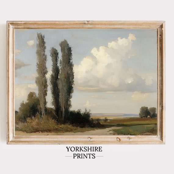 Rustic Landscape Country Farmhouse Painting Warm Tone Print North Prints Vintage Country Landscape Prints