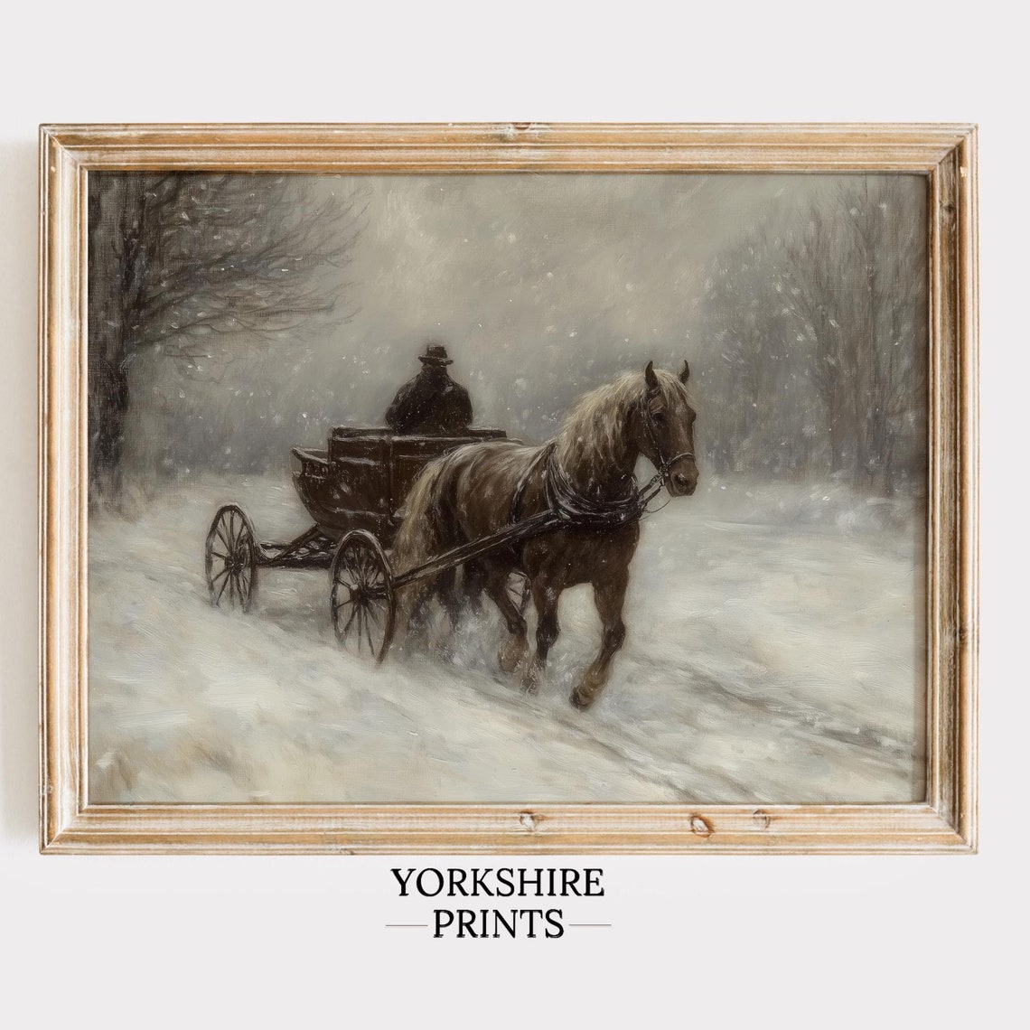 Winter Sleigh Ride Painting Winter Horse Oil Painting Wall Art Vintage Holiday Farmhouse Wall Art Horse And Sleigh Wall Art