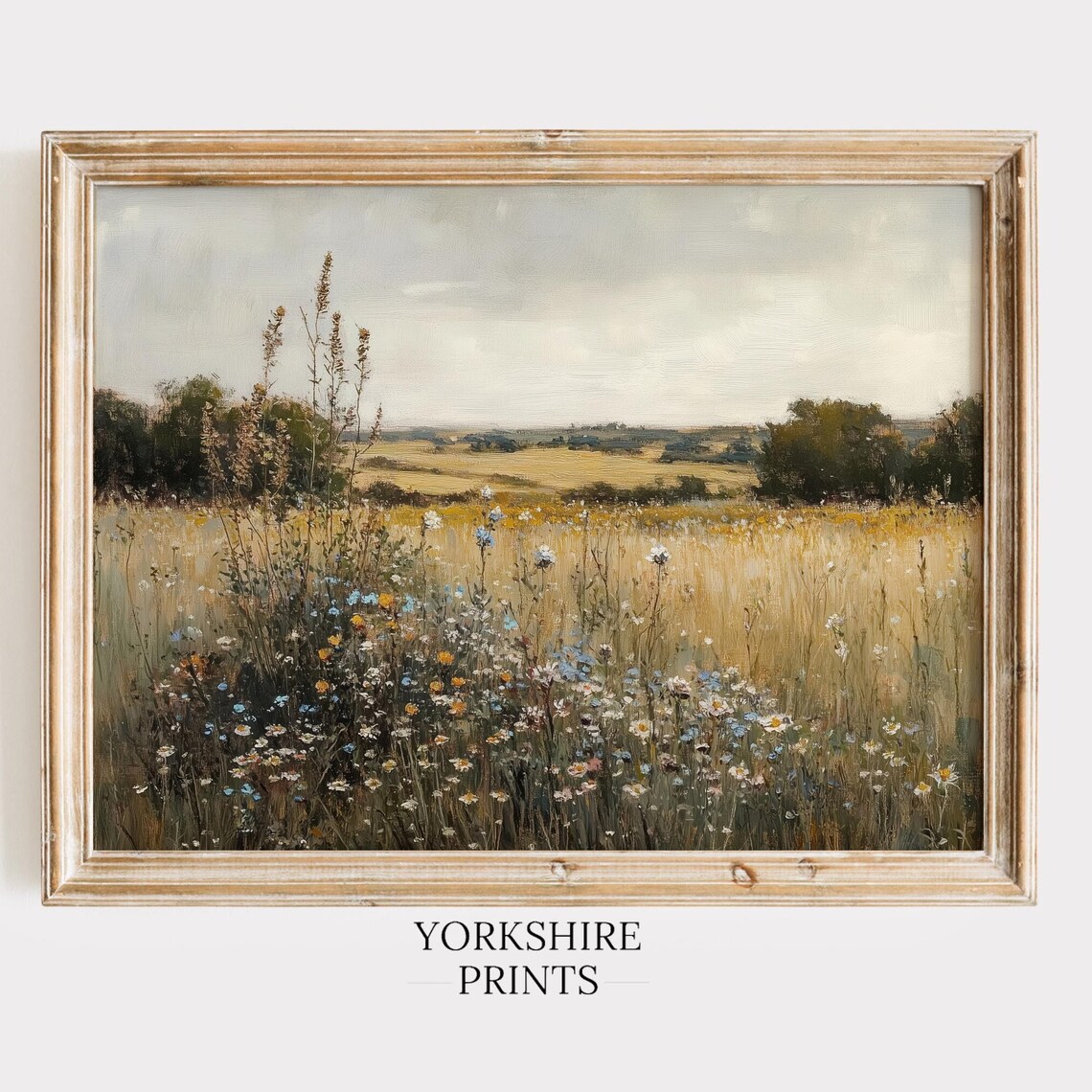 Spring Wildflower Meadow Golden Field Vintage Landscape Art Poster