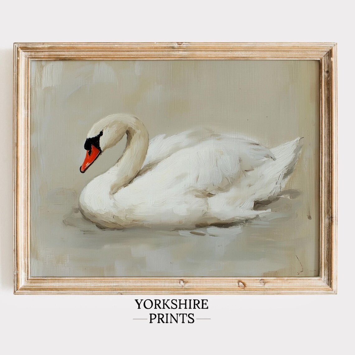 Elegant White Swan Minimalist Neutral Bird Nursery Art Poster