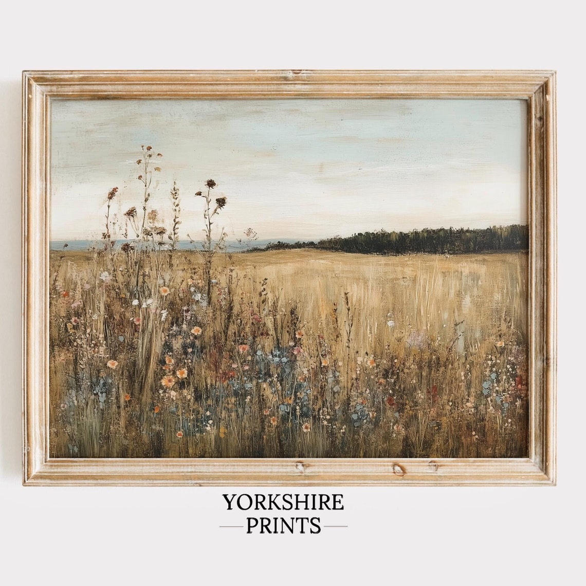Wildflower Field Landscape Oil Painting Vintage Landscape Art Print Country Field Wall Art Wildflower Art Print